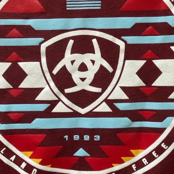 Ariat Freedom Circle Men's T-Shirt Sz S Red Aztec Southwestern Cowboy Graphic - Picture 6 of 7